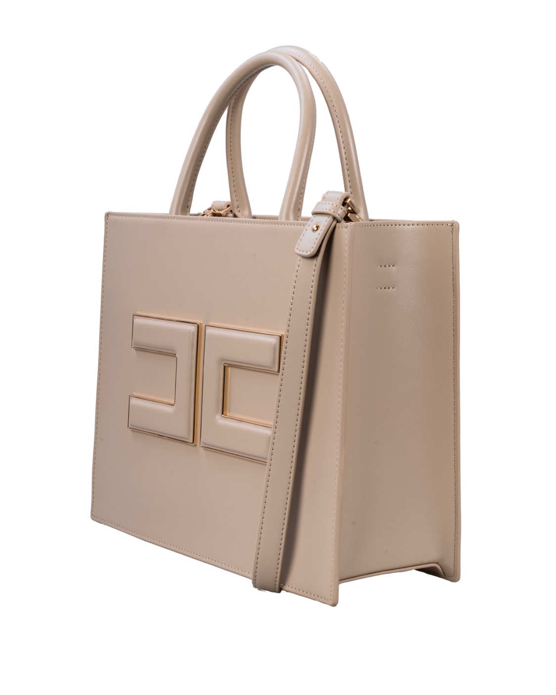 shop ELISABETTA FRANCHI  Borsa: Elisabetta Franchi shopper media con placca logo.
Fodera in materiale sintetico.
Placca logo con profilo in metallo dorato.
Chiusura con zip.
Tracolla di servizio per portabilità a spalla.
Dimensioni 31 x 25 x 11 cm.
Composizione: 50% Poliuretanica, 40% Poliestere, 10% Cotone.
Made in Italy.. BS16A42E2-784 number 7454415
